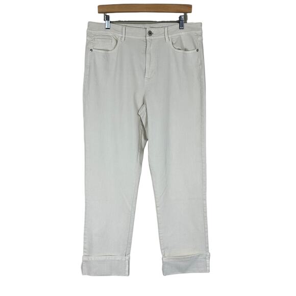 J. Jill Ankle Jeans Womens 12R Cream High Rise Straight Leg Minimalist Stretch - Picture 1 of 10